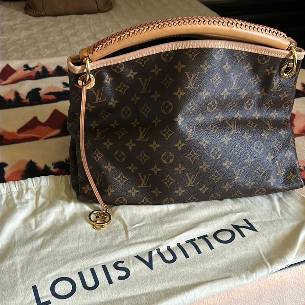 Louis Vuitton Brown Monogram Shoulder Bag with Gold Hardware